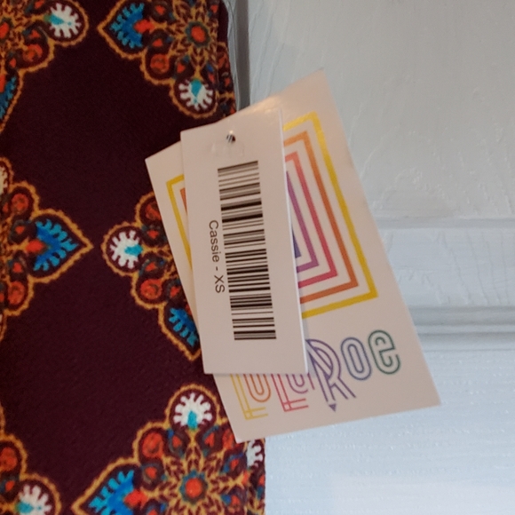 Lularoe Cassie Skirt XS Brown Turquoise Rust NWT - Picture 8 of 12